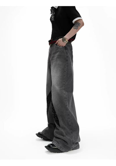 Washed Glitz Contrast Jeans Korean Street Fashion Jeans By Argue Culture Shop Online at OH Vault