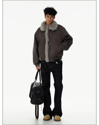 Fur Trimmed Buttoned Jacket Korean Street Fashion Jacket By Mr Nearly Shop Online at OH Vault