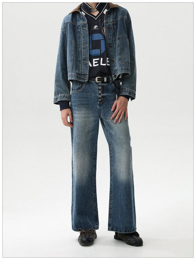 Straight Leg Faded Versatile Jeans Korean Street Fashion Jeans By Mr Nearly Shop Online at OH Vault