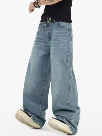 Whiskers Faded Straight Jeans Korean Street Fashion Jeans By INS Korea Shop Online at OH Vault