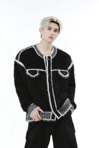 Contrast Outlined Buttoned Sweater Korean Street Fashion Sweater By Turn Tide Shop Online at OH Vault