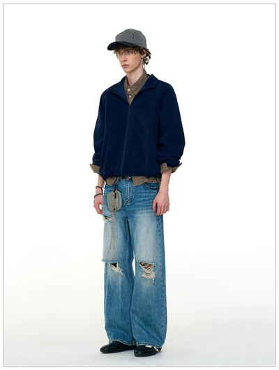 Versatile Zip Up Corduroy Jacket Korean Street Fashion Jacket By Mr Nearly Shop Online at OH Vault