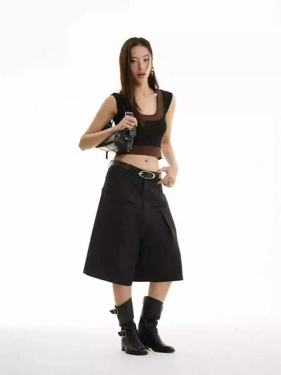 Subtle Plaid Wide Suit Shorts Korean Street Fashion Shorts By Funky Fun Shop Online at OH Vault