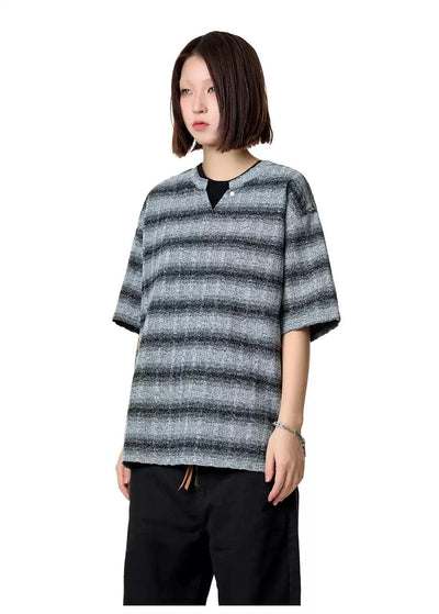 Double Neckline Stripes T-Shirt Korean Street Fashion T-Shirt By Made Extreme Shop Online at OH Vault