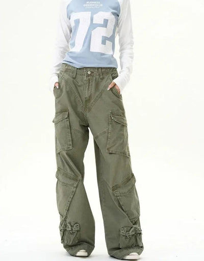 Faded Multi-Pocket Cargo Pants Korean Street Fashion Pants By 77Flight Shop Online at OH Vault