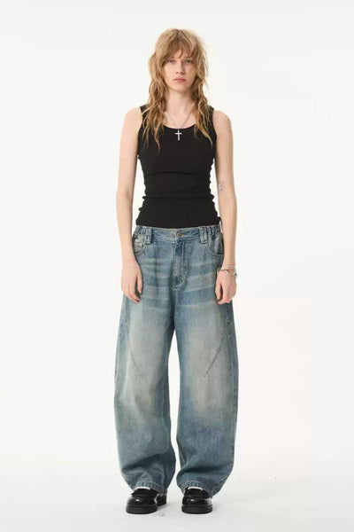 Distressed Pleated Bootcut Jeans Korean Street Fashion Jeans By Moditec Shop Online at OH Vault