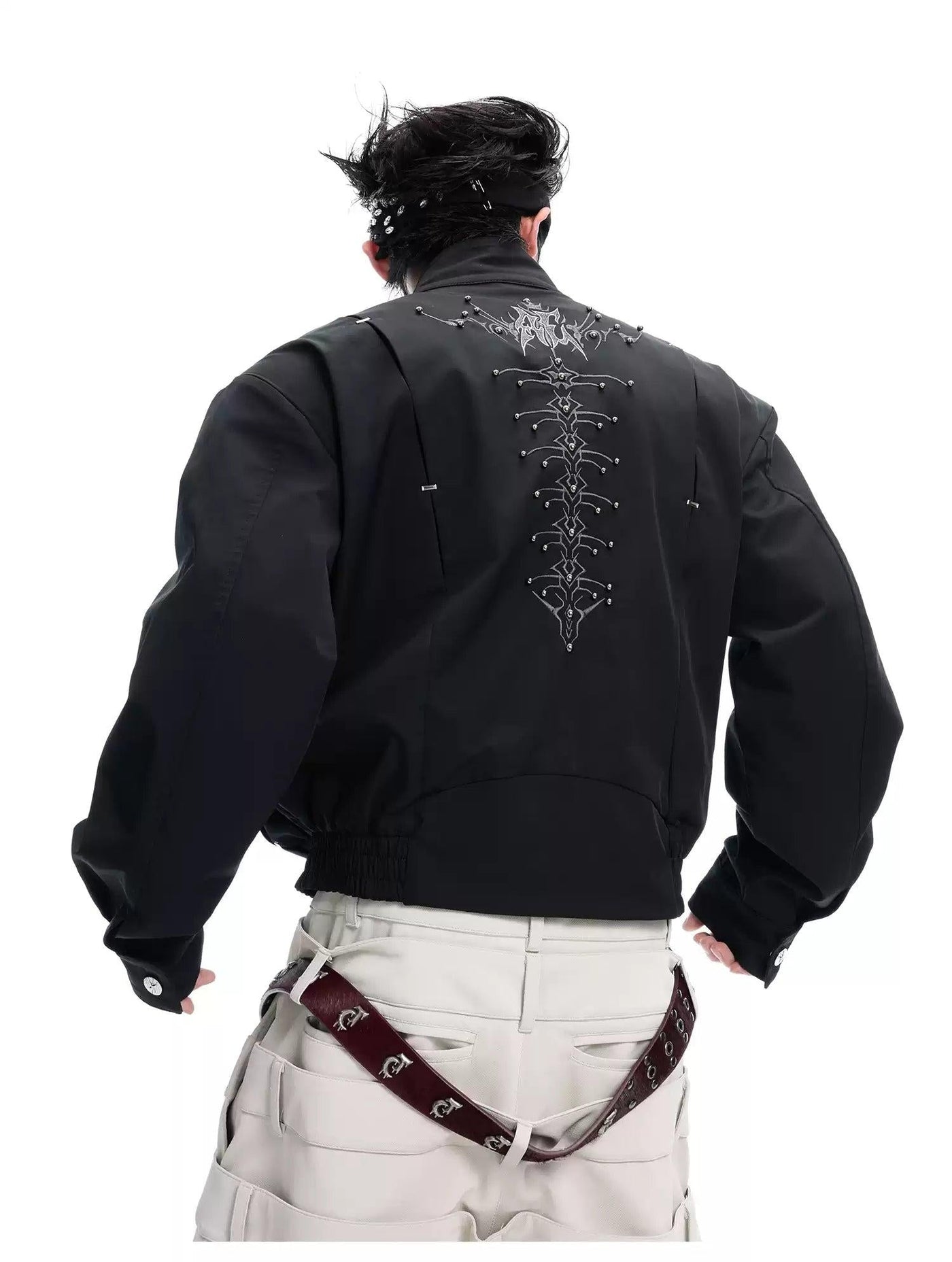 Buttoned Neck Strap Ruched Hem Jacket Korean Street Fashion Jacket By Argue Culture Shop Online at OH Vault