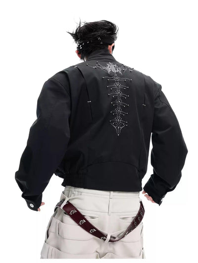 Buttoned Neck Strap Ruched Hem Jacket Korean Street Fashion Jacket By Argue Culture Shop Online at OH Vault