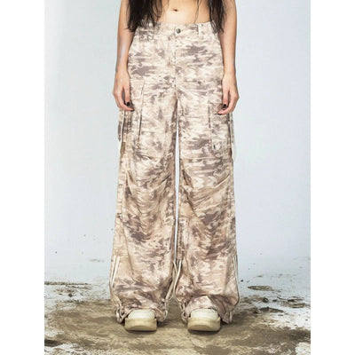 Faded Camo Drawstring Cargo Pants Korean Street Fashion Pants By PeopleStyle Shop Online at OH Vault