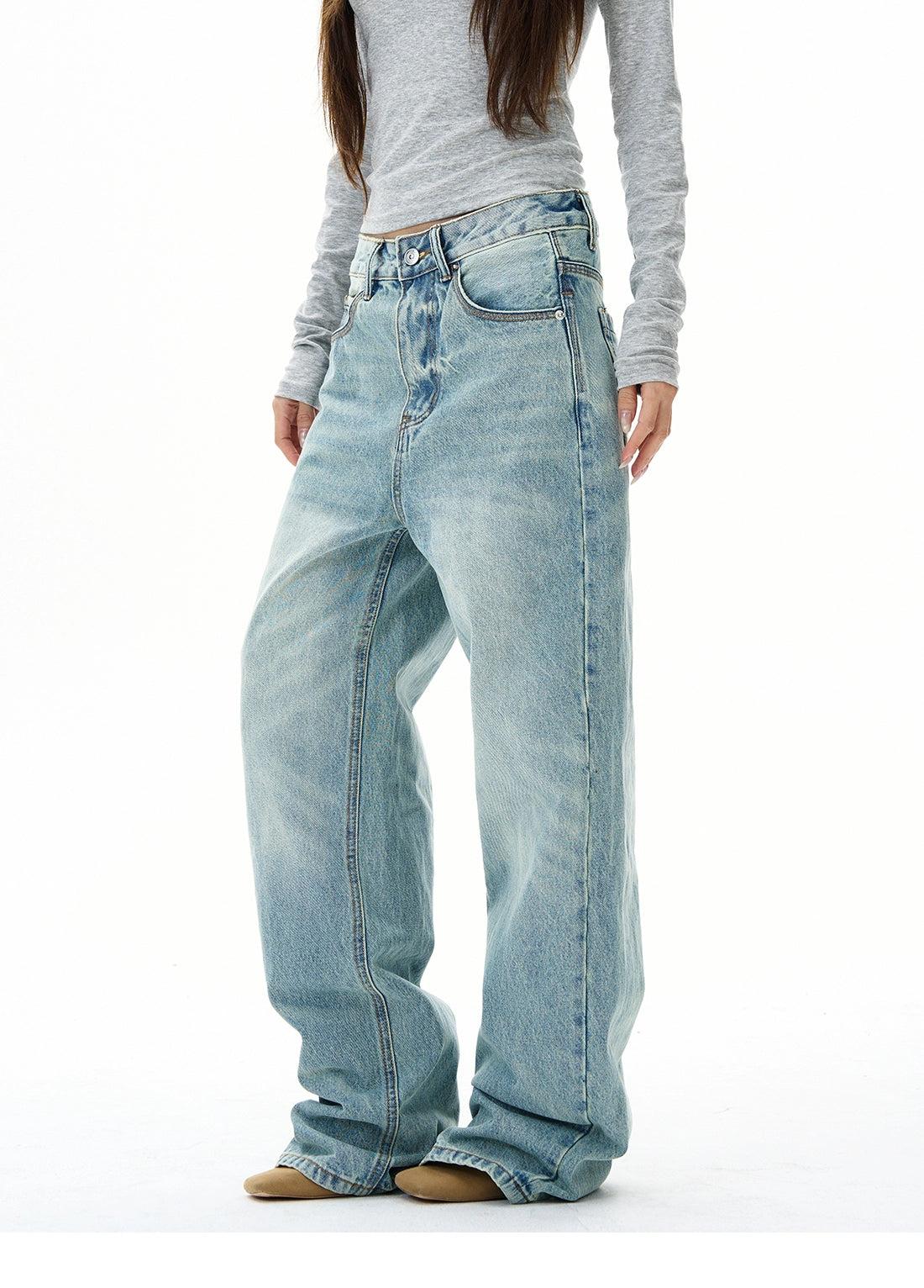 Faded Whiskers Straight Jeans Korean Street Fashion Jeans By 77Flight Shop Online at OH Vault