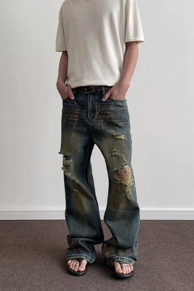 Distressed and Ripped Jeans Korean Street Fashion Jeans By A PUEE Shop Online at OH Vault