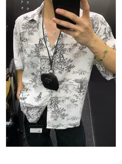 Front Pocket Print Shirt Korean Street Fashion Shirt By Poikilotherm Shop Online at OH Vault