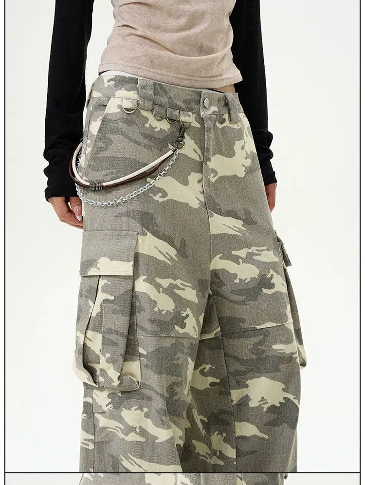 Faded Light Camo Cargo Pants Korean Street Fashion Pants By 77Flight Shop Online at OH Vault