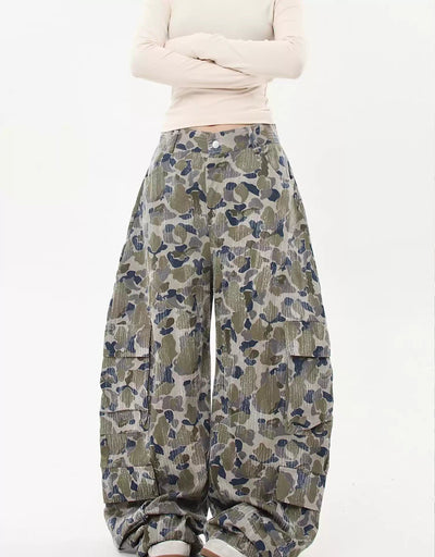 Camo Cargo Wide Leg Pants Korean Street Fashion Pants By Blacklists Shop Online at OH Vault