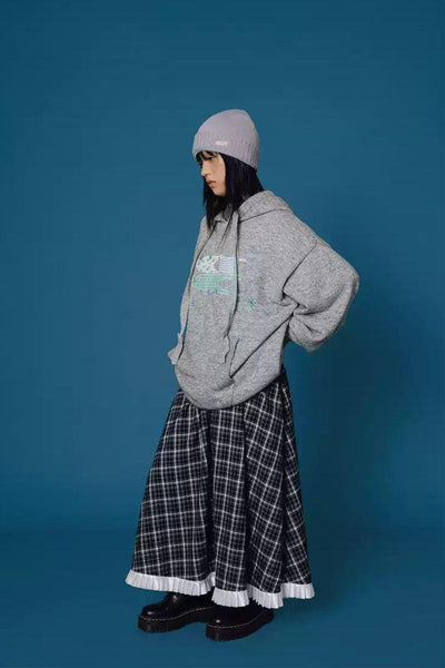 Patched Logo Knit Hoodie Korean Street Fashion Hoodie By Crying Center Shop Online at OH Vault