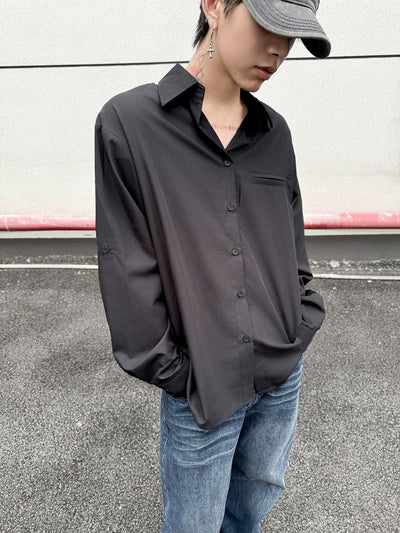 Sleek Solid Color Shirt Korean Street Fashion Shirt By Ash Dark Shop Online at OH Vault