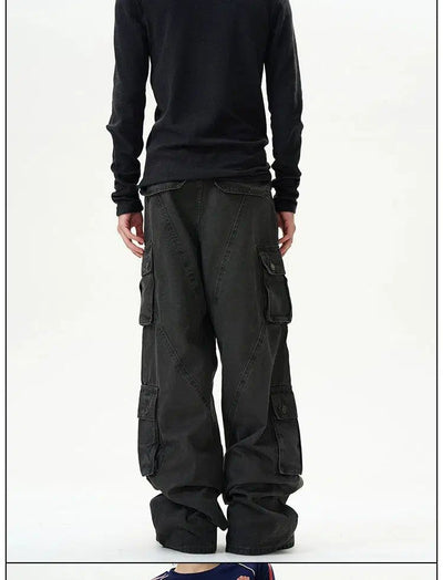 Washed Deconstructed Multi-Pocket Cargo Pants Korean Street Fashion Pants By 77Flight Shop Online at OH Vault