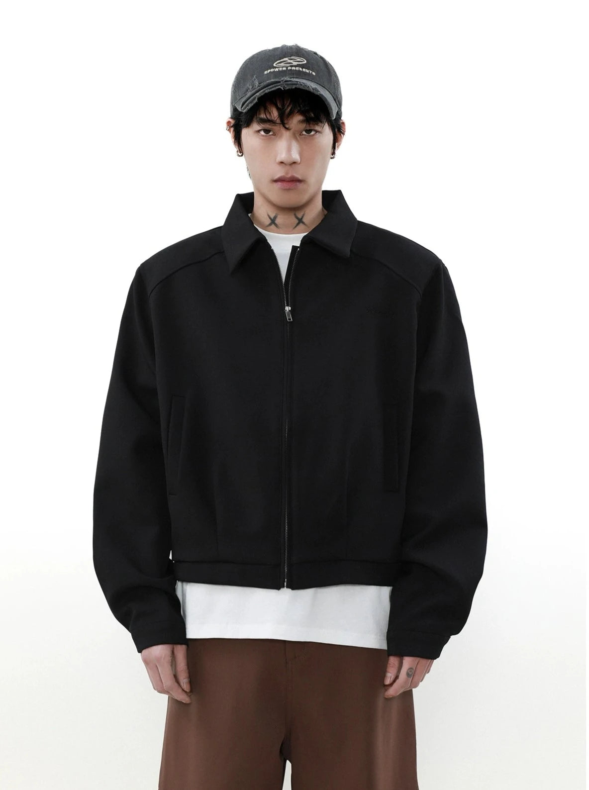 Cropped and Zippered Jacket Korean Street Fashion Jacket By Mr Nearly Shop Online at OH Vault