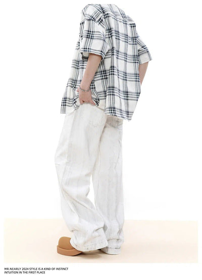 Distressed Wash Loose Fit Jeans Korean Street Fashion Jeans By Mr Nearly Shop Online at OH Vault