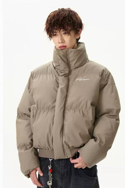 Pearled Text Puffer Jacket Korean Street Fashion Jacket By A PUEE Shop Online at OH Vault