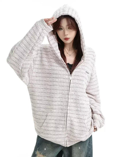 Patterned and Textured Hooded Jacket Korean Street Fashion Jacket By INS Korea Shop Online at OH Vault