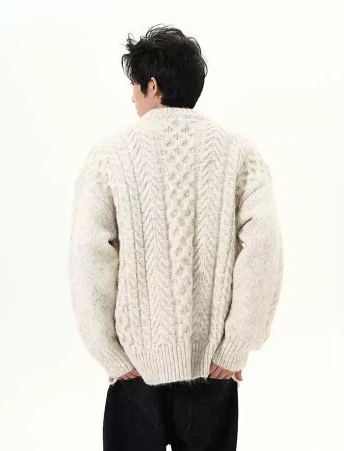 Twisted Relaxed Fit Sweater Korean Street Fashion Sweater By 77Flight Shop Online at OH Vault