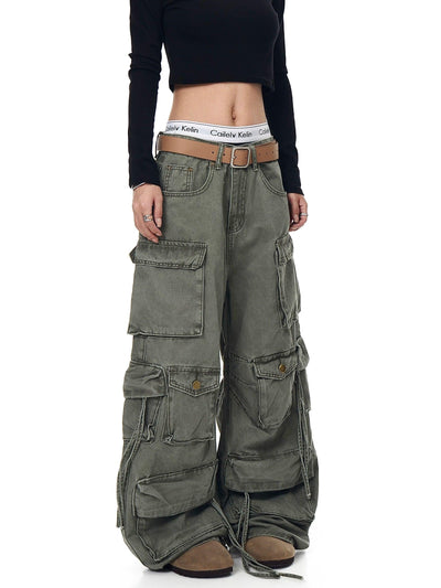 Strapped Pockets Cargo Jeans Korean Street Fashion Jeans By Blacklists Shop Online at OH Vault