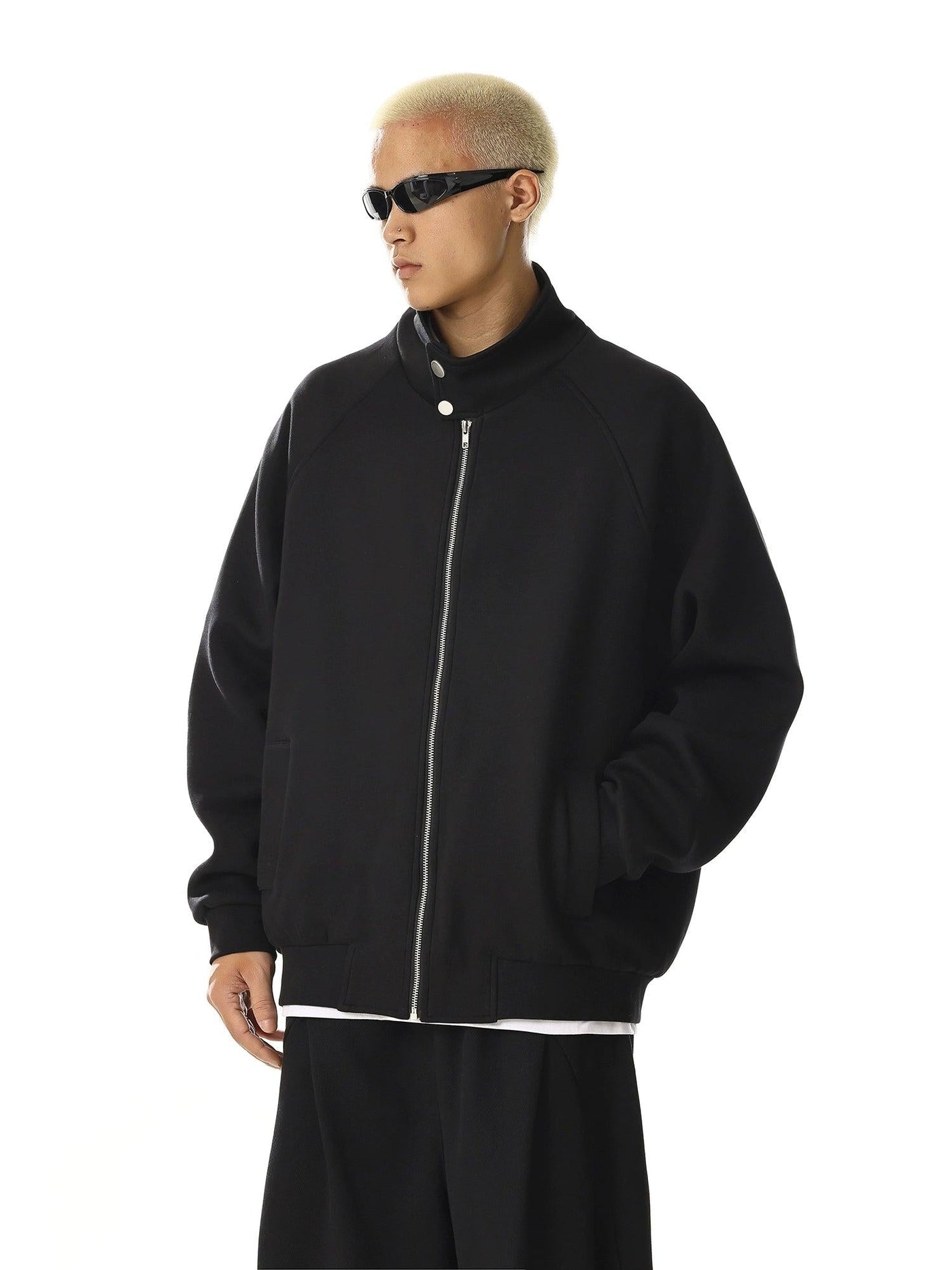 Funnel Neck Full-Zip Jacket Korean Street Fashion Jacket By MEBXX Shop Online at OH Vault