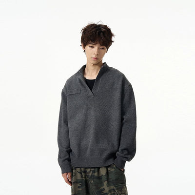 Plain Color Regular Fit Sweater Korean Street Fashion Sweater By 77Flight Shop Online at OH Vault