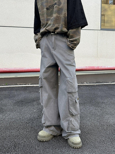 Wide Pockets Cargo Jeans Korean Street Fashion Jeans By Ash Dark Shop Online at OH Vault