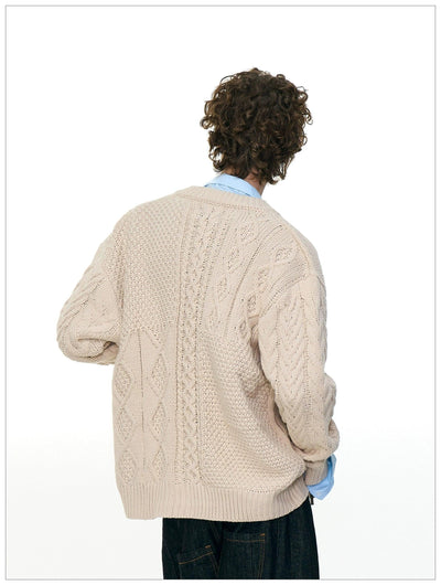 Mix Patterns Buttoned Cardigan Korean Street Fashion Cardigan By Mr Nearly Shop Online at OH Vault