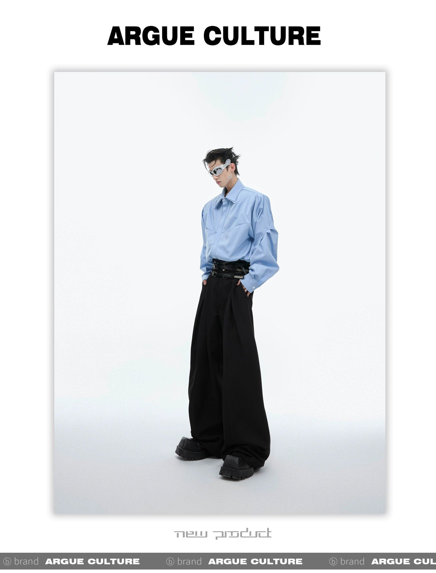 Belted Pleats High Waisted Trousers Korean Street Fashion Trousers By Argue Culture Shop Online at OH Vault