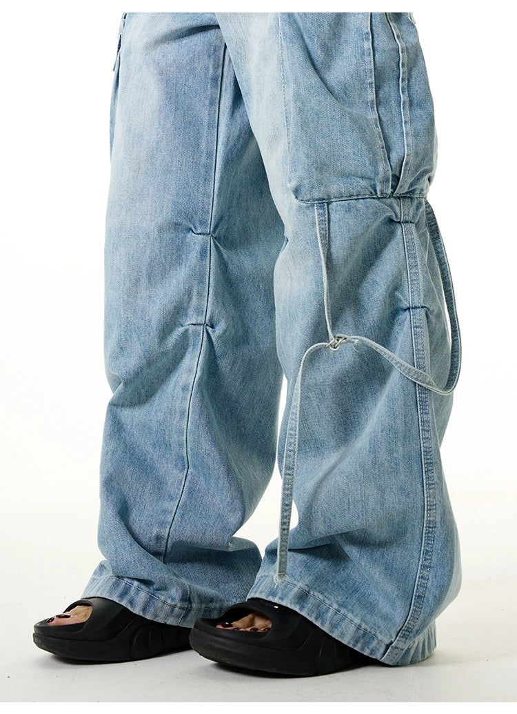 【2plan】Tin washed strap cargo denim CARGO-DENIM-