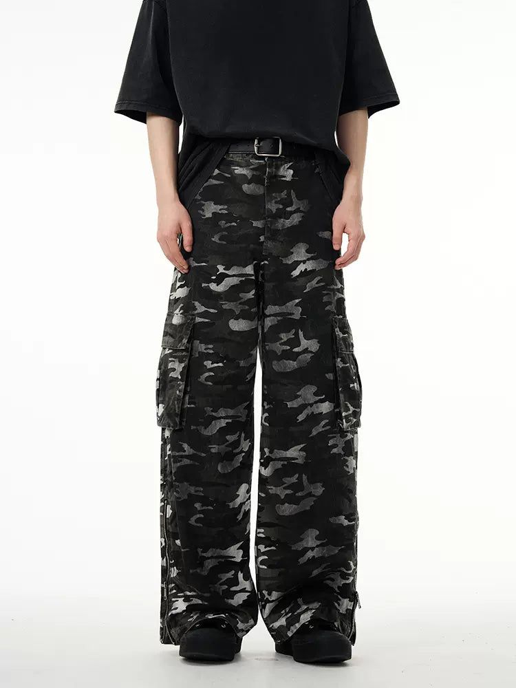 Camouflage Straight Leg Pants Korean Street Fashion Pants By 77Flight Shop Online at OH Vault