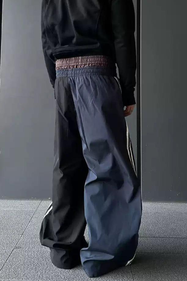 Pleated Striped Wide Track Pants Korean Street Fashion Pants By Dark Fog Shop Online at OH Vault