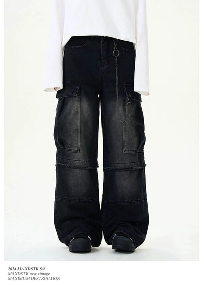 Washed Detachable Chain Jeans Korean Street Fashion Jeans By MaxDstr Shop Online at OH Vault