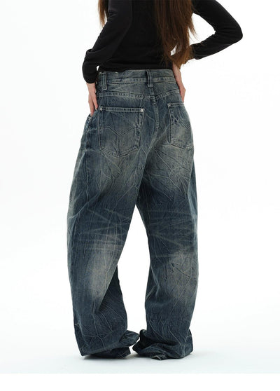 Pocket Detail Lightning Pattern Jeans Korean Street Fashion Jeans By 77Flight Shop Online at OH Vault