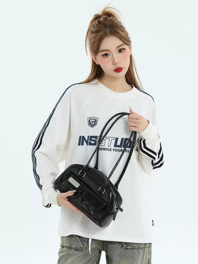 Multi-Pocket Faux Leather Shoulder Bag Korean Street Fashion Bag By INS Korea Shop Online at OH Vault