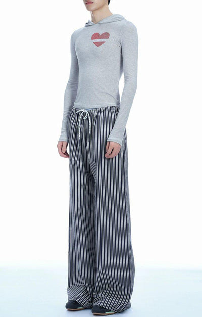 Drawstring Adjustable Striped Pants