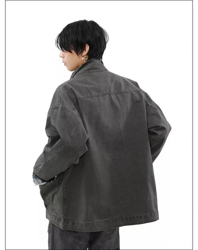 Heavy Washed Four-Pocket Jacket Korean Street Fashion Jacket By Mr Nearly Shop Online at OH Vault