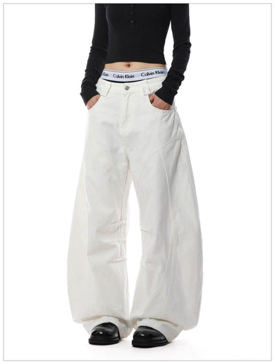 Plain Structured Barrel Pants Korean Street Fashion Pants By Mr Nearly Shop Online at OH Vault