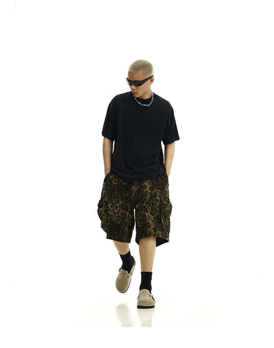 Leopard Print Cargo Shorts Korean Street Fashion Shorts By MEBXX Shop Online at OH Vault