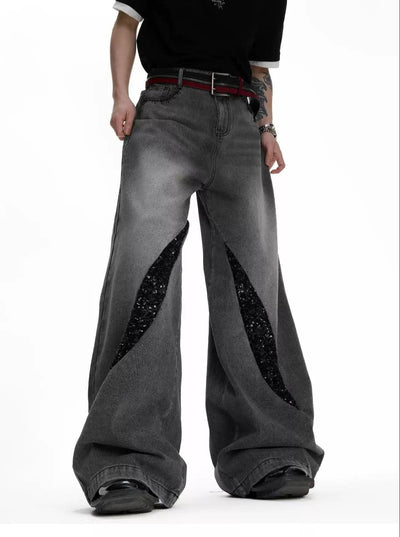 Washed Glitz Contrast Jeans Korean Street Fashion Jeans By Argue Culture Shop Online at OH Vault
