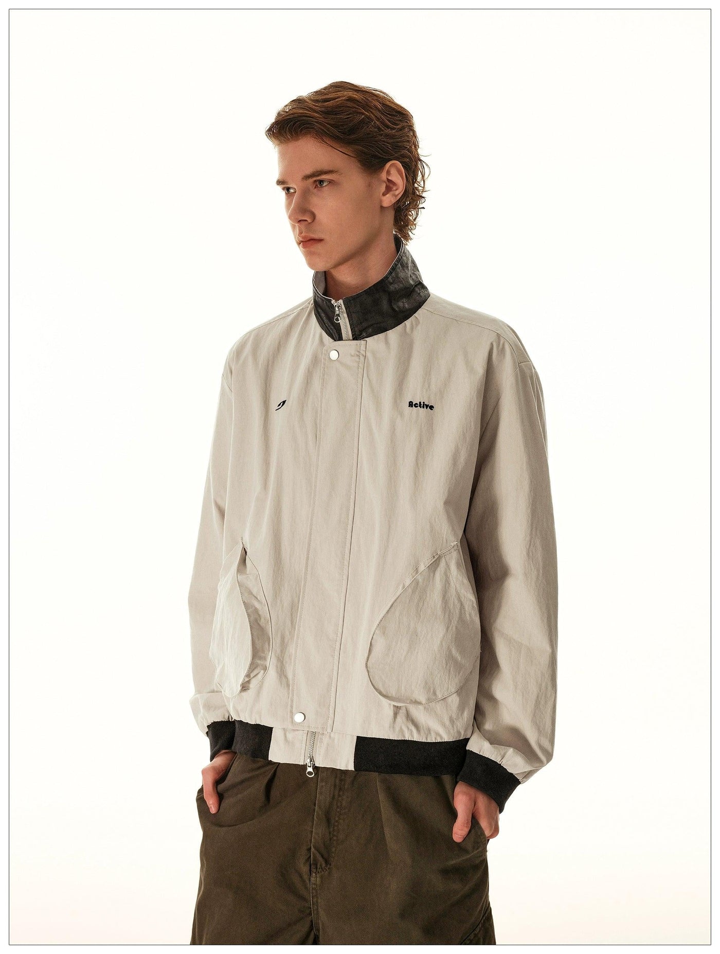 PU Leather Stand Collar Zipped Jacket Korean Street Fashion Jacket By Mr Nearly Shop Online at OH Vault