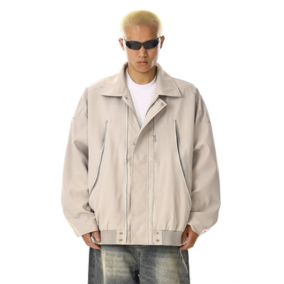 Multi-Zip Collared Jacket Korean Street Fashion Jacket By MEBXX Shop Online at OH Vault