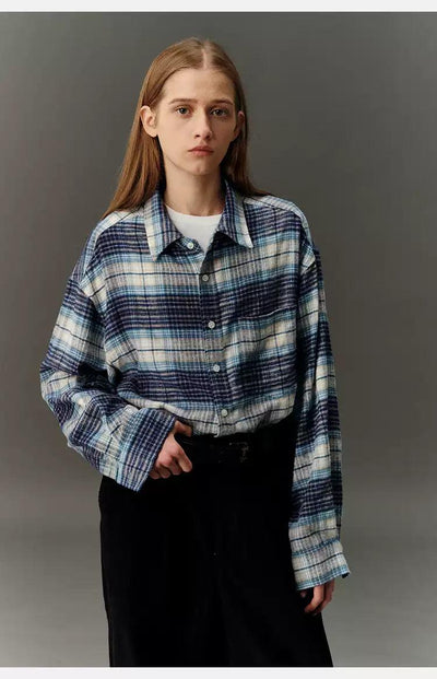Casual Plaid Pattern Shirt Korean Street Fashion Shirt By Country Moment Shop Online at OH Vault