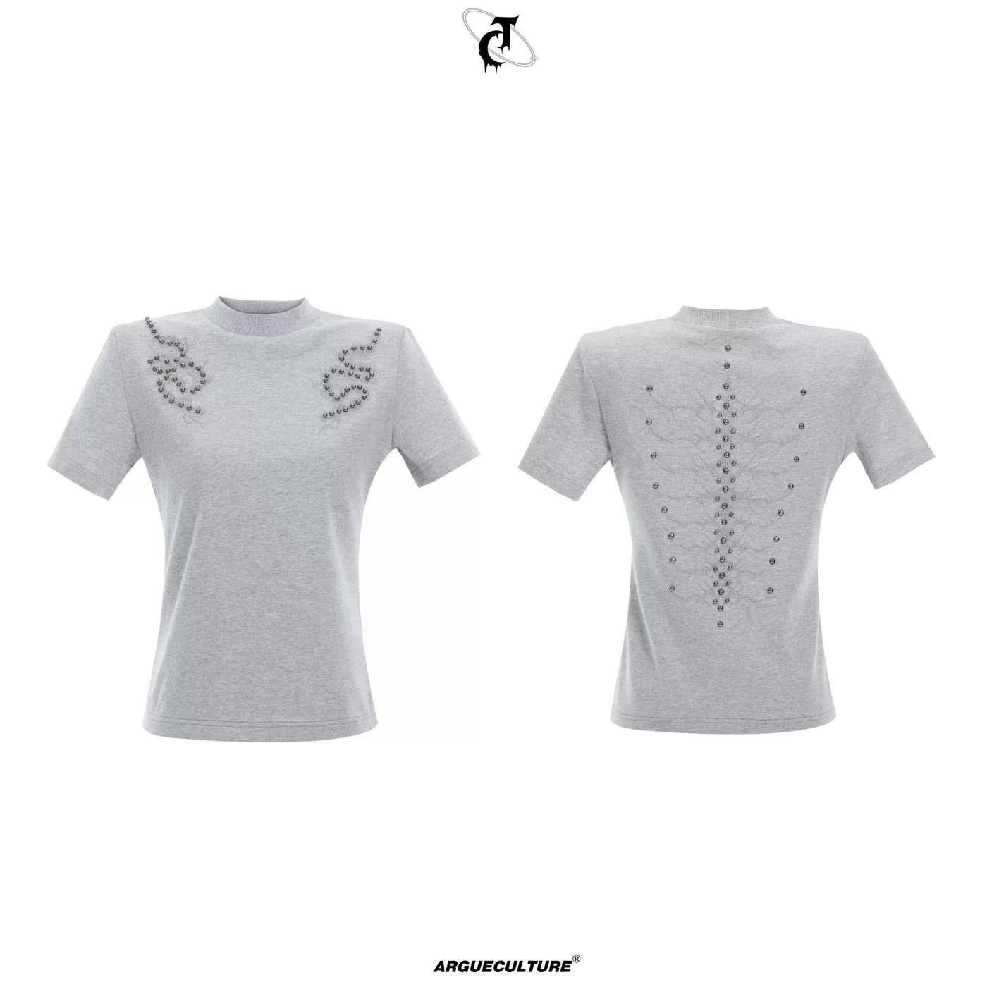 Rivet Pattern Detailing T-Shirt Korean Street Fashion T-Shirt By Argue Culture Shop Online at OH Vault