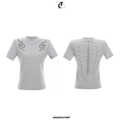 Rivet Pattern Detailing T-Shirt Korean Street Fashion T-Shirt By Argue Culture Shop Online at OH Vault