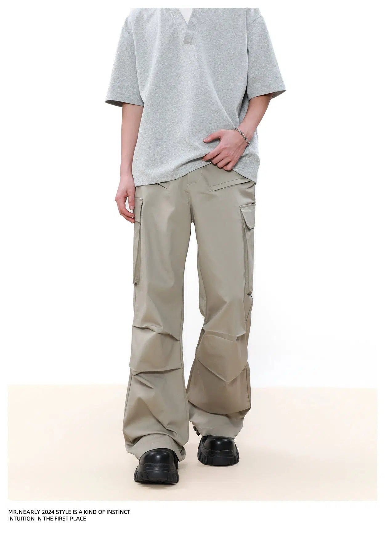 Multi-Pocket Pleats Cargo Pants Korean Street Fashion Pants By Mr Nearly Shop Online at OH Vault