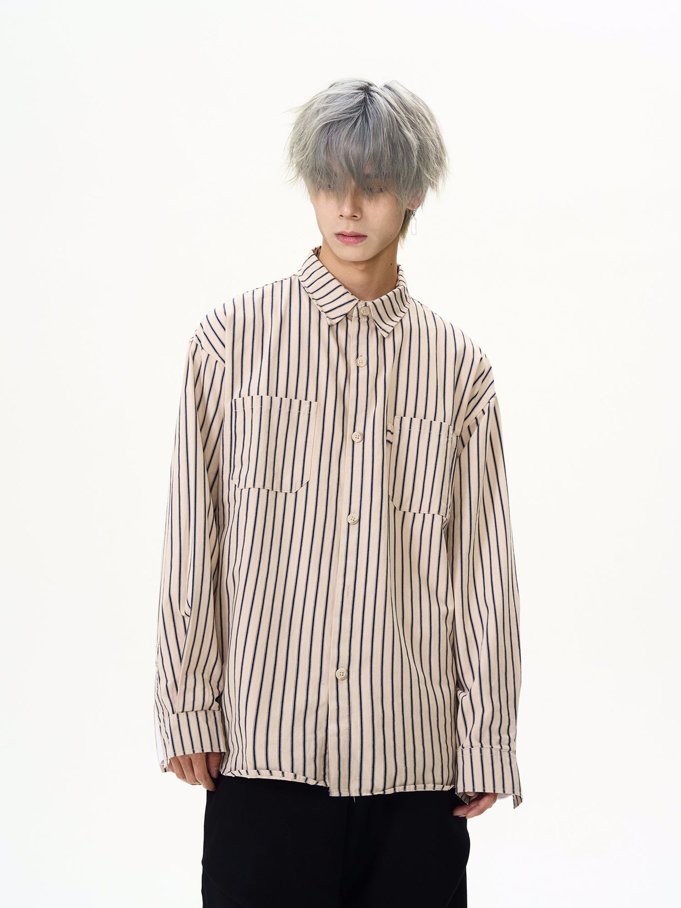 Vertical Striped Pocket Shirt Korean Street Fashion Shirt By MaxDstr Shop Online at OH Vault